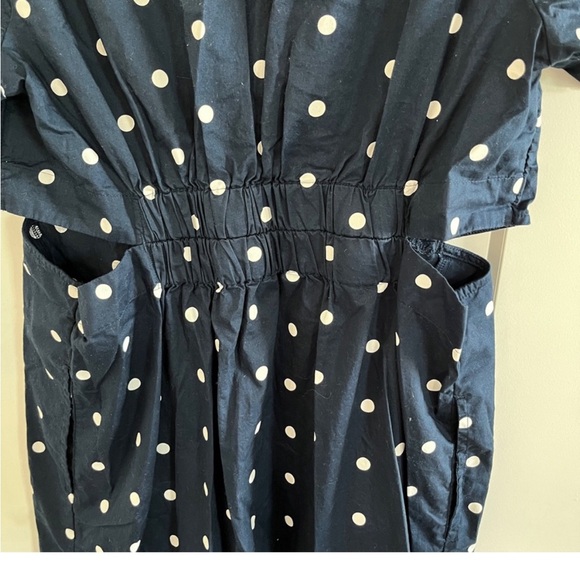 Old Navy Womens Size Medium Blue White Stripe Cutout Midi Button Shirt Dress NWT - Picture 5 of 10